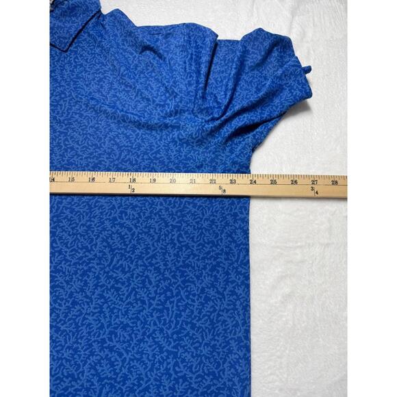 Peter Millar Crown Sport Coral Jacquard Knit Golf Polo Shirt Blue Medium - Picture 5 of 8